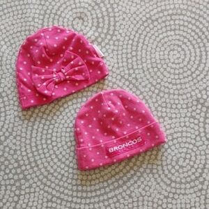 Pink Polka Dot Kids Beanie Set
